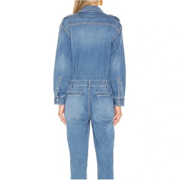 Current/Elliott The Crew Coverall Cropped Denim Jumpsuit  size 1 US4 - Picture 3 of 16